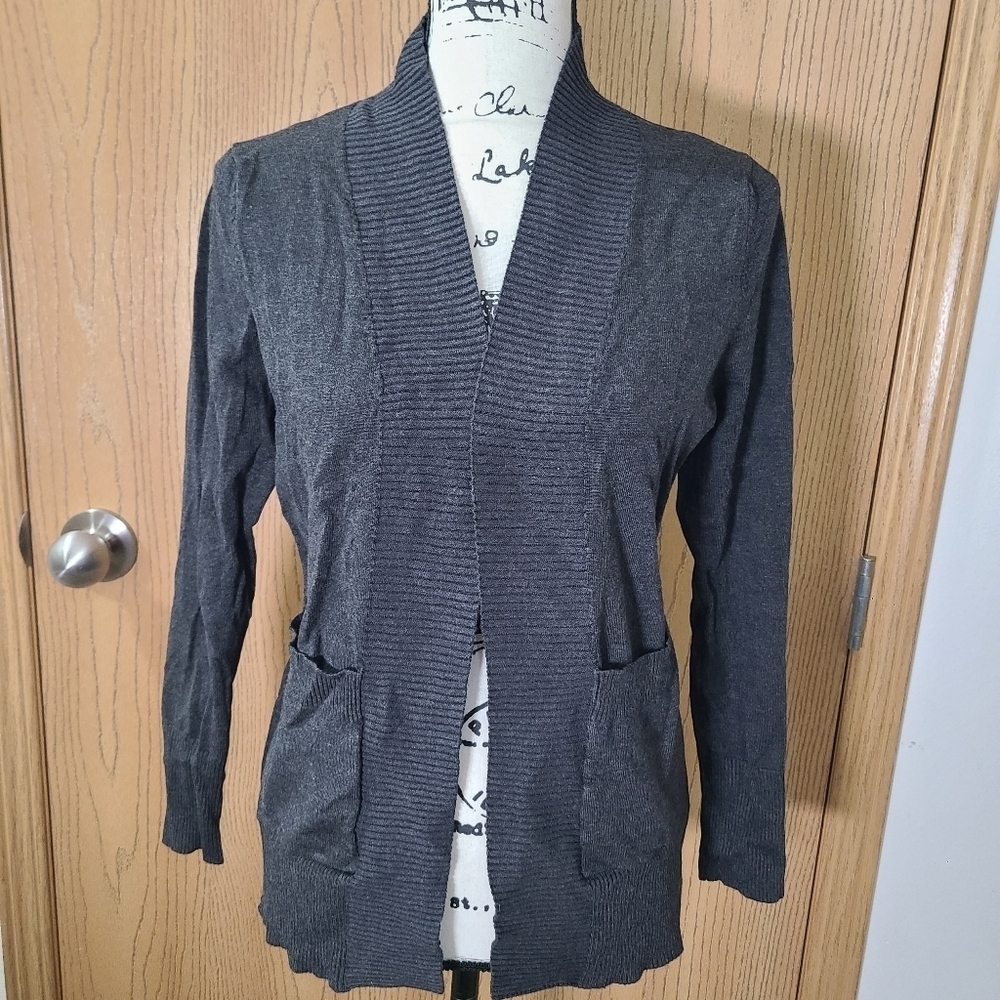 Classic Open-Front Gray Women's Cardigan Sweater